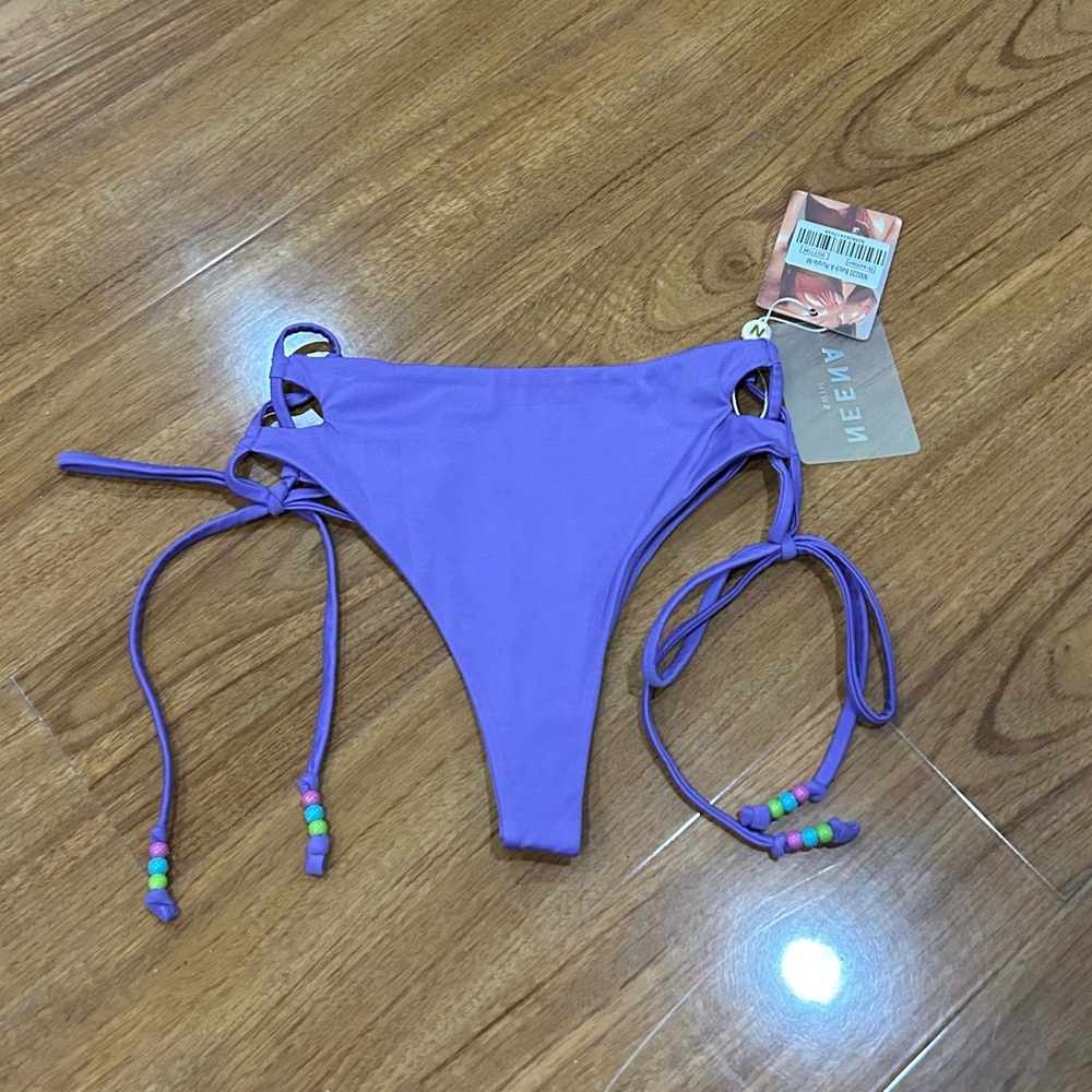 Neena purple tie up bikini bottoms NWT